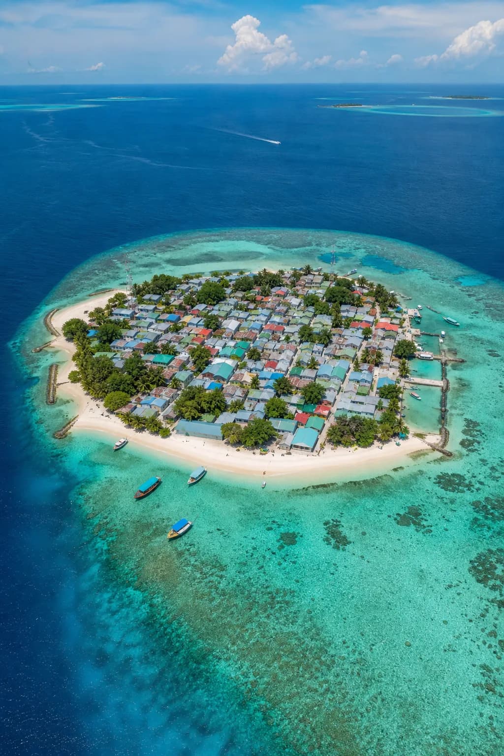 Aerial view of a Maldives island