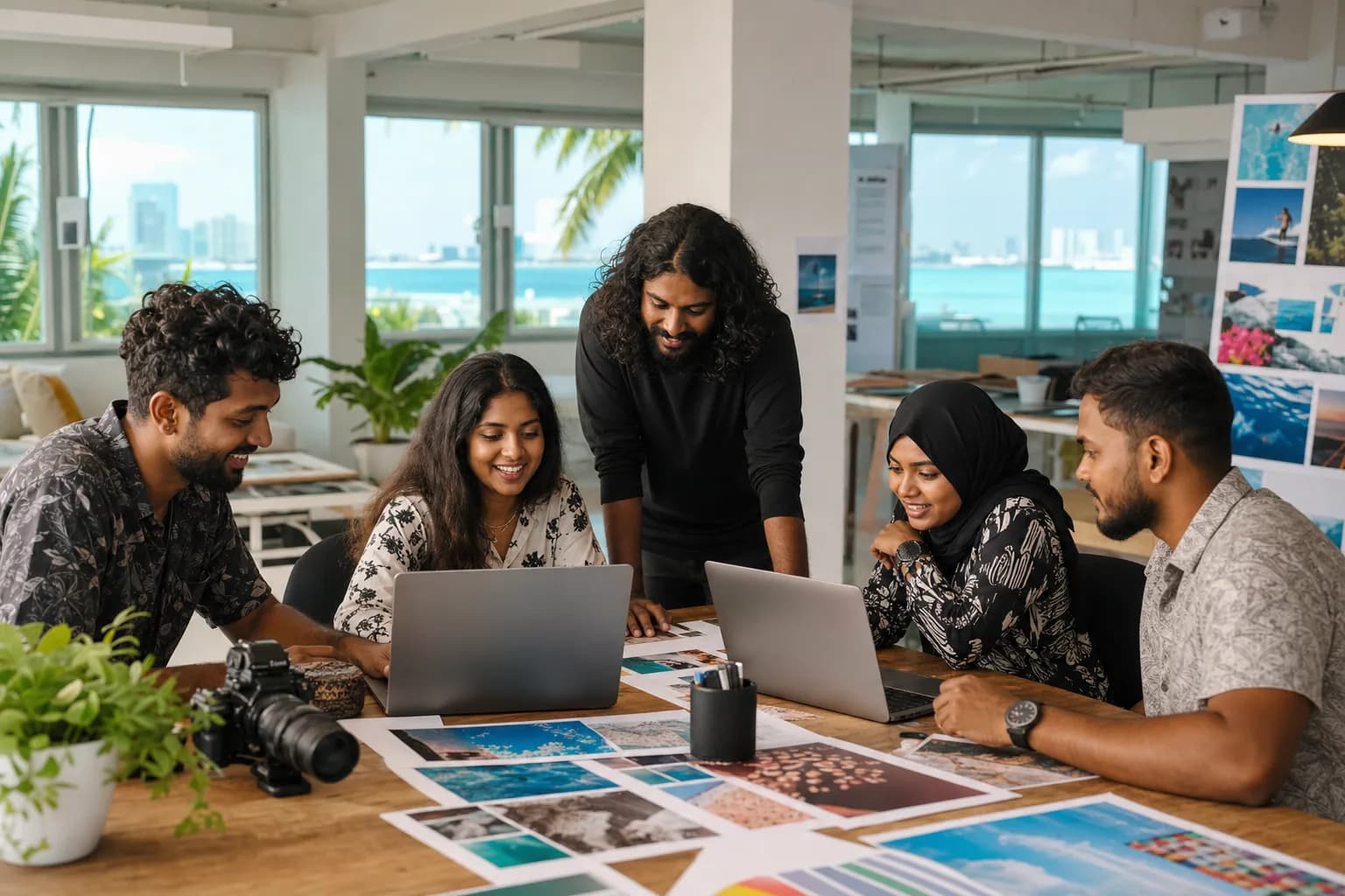 Brand identity moodboards in a Malé creative studio